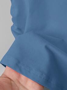 INAWLY 女士褶皱肩短袖T恤，修身剪裁，时尚百搭，春夏秋季新品 - 水鴨藍 - 查看 4