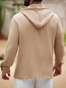 Manfinity Homme Men's Hooded Long Sleeve Shacket, For Fall - Camel - View 2