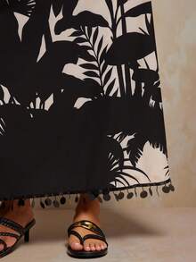 Travachic 女士修身花卉印花连衣裙，时尚夏季 - 黑色 - 查看 7