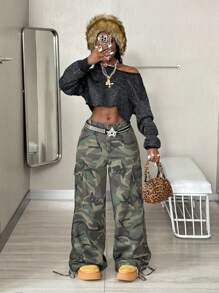 Coolane Women's Fall  Winter  Streetwear Y2K Club Outfits Vintage With Fleece Warm Daily Wear Dirty Short Sweatshirt