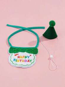 PETSIN 2pcs/Set Pet Cat Dog Birthday Costume, Made Of Polyester, Cartoon Cute Accessories For Birthday, Party, Holiday Celebration
