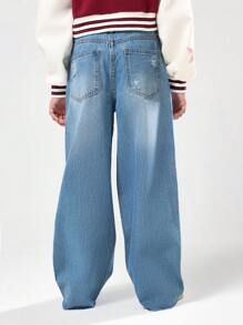 SUMWON Wide Leg Distressed Denim Pants Ripped Frayed Hems Loose Fit Y2K Fashion Street Style Festival Casual Everyday Wear Autumn Spring