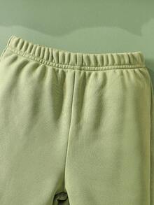 SHEIN 两件套男婴恐龙印花休闲上衣+裤子套装，秋冬 - 綠色 - 查看 7