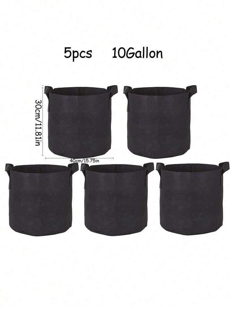 1-5個 1-10ガロン 厚手 不織布 持ち手付き 多目的 プランター バッグ 室内外 園芸 野菜 花 ハーブ 盆栽 クリスマス ホリデーギフト ガーデニング用品 プランター コンテナ グロウバッグ ギフトアイデア ペン、ペン、学用品 - ブラック - 見る 13