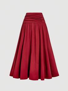 SHEIN MOD Light Yellow 2 Pieces Set: Stand Collar Top And Fitted Skirt - Burgundy - View 4