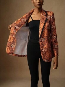 Vesra Blazer rétro pour femmes avec bordure contrastée - Multicolore - Voir 7