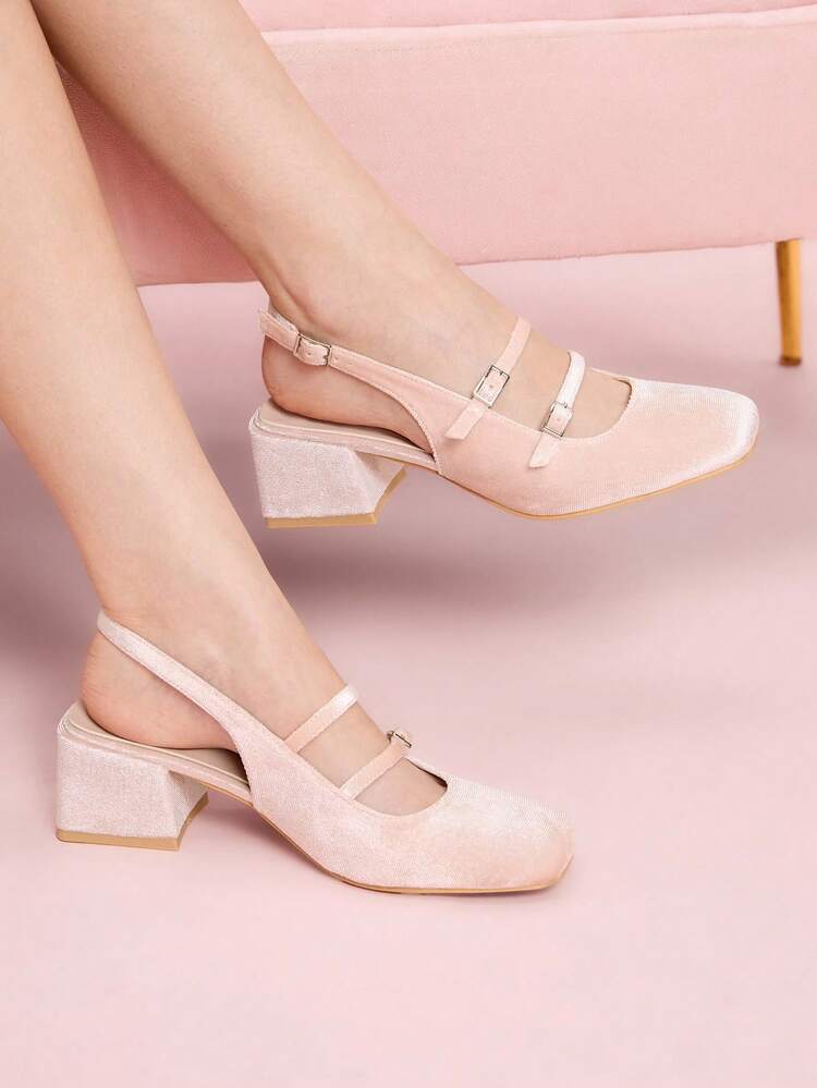CUCCOO DOLLMOD Women's Korean Fashion Cute Mary Jane Thick Heel Square Toe Slip-On Shoes, Pink - Pink - View 7