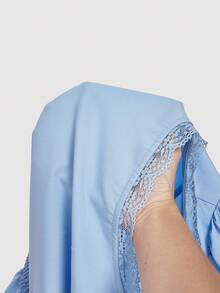 SHEIN MOD Große Größen Weiße Vintage Elegante Spitzenbesatz Offene Vorderseite Bluse