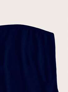 SHEIN EZwear 海军蓝女士短款上衣，紧身休闲抹胸，适合夏季