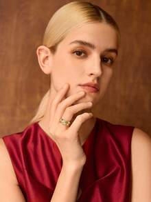 MOTF PREMIUM Anillo abierto trenzado enchapado en oro de 18K - Dorado - Ver 7