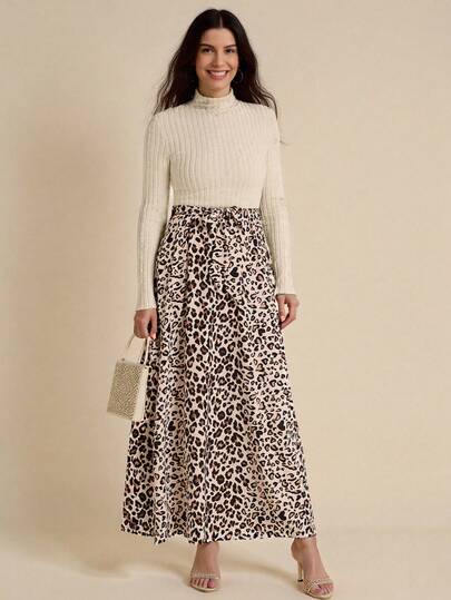 SHEIN LUNE Vestido casual largo de mujer de manga larga con cuello alto, de unicolor y con patchwork