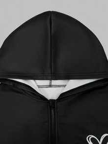 Teen Girl Street Punk Rock Girl Street Culture Oversized Anime Loose Zip-Up Sweatshirt - Black - View 10