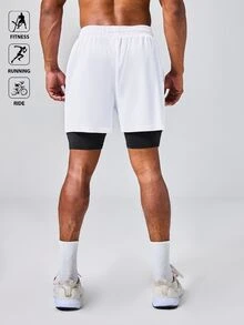 Acti Log 男士休闲印花运动短裤 - 白色 - 查看 7