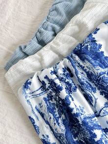 SHEIN 3件套青少年女孩休闲针织无袖挂脖背心 - 淺藍色 - 查看 5