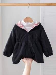 SHEIN Áo khoác có mũ lót giữ nhiệt họa tiết da báo cho bé gái, đa năng cho mùa thu/đông - Nhiều màu - Xem 4