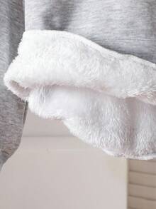 SHEIN Young Girl Casual Thermal Lined Sweatshirt, Versatile For Autumn/Winter Fall - Grey - View 8