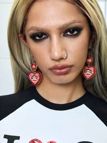 Paul Frank X ROMWE 1 Pair Cartoon Pattern Dangle Earrings, Simple & Stylish Acrylic Dangle Earrings - Multicolor - View 2