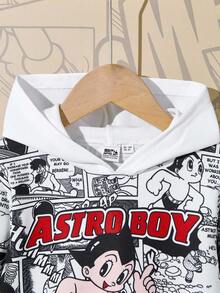 Astro Boy X SHEIN Young Boy Cartoon Graphic Loose Fit Sweatshirt, Casual Outdoor Streetwear - White - View 3