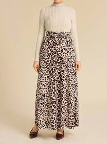 SHEIN LUNE 女士纯色拼布立领长袖休闲长裙 - 彩色 - 查看 5