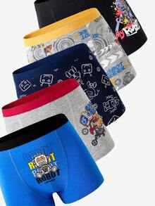 7件装男童纯棉舒适可爱科幻机器人印花三角裤 - 彩色 - 查看 4