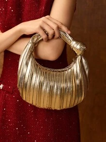 MOTF PREMIUM FASHION ZIPPER CLOUD TOP HANDLE BAG - Gold - View 1