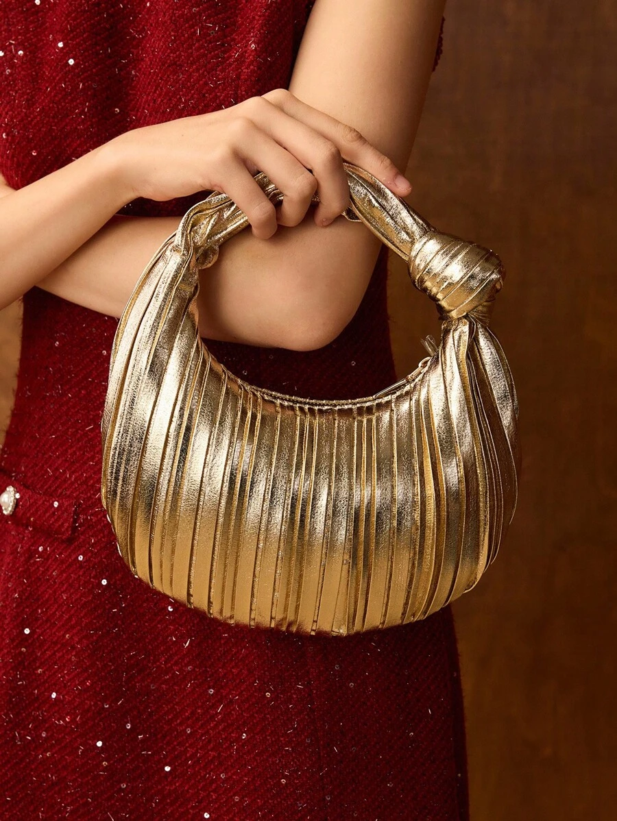 MOTF PREMIUM FASHION ZIPPER CLOUD TOP HANDLE BAG - Gold - View 1