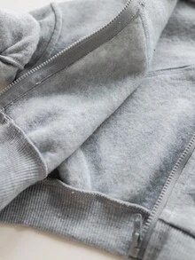 SHEIN Cute Grey Long Sleeve Hoodie Sweatshirt For Baby Girl, Autumn/Winter Fall - Grey - View 7