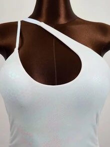 Zestiva 2025 Fashionable Sexy Metallic One-Piece Swimsuit - White - View 3