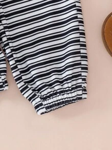 Perso Play Baby Boy Autumn Apricot Sweatshirt With Raglan Sleeves, Flattering Fit, Cute Puppy Graphic, Striped Pants, Essential Daily Outfit - Multicolor - View 5