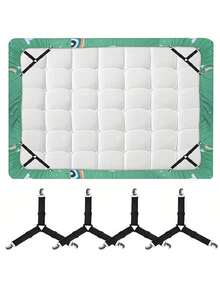 SHEIN 4pcs Adjustable Bed Sheet Fasteners, Triangular Bed Sheet Clips, Blanket Anti-Slip Fixers, Suitable For Bedsheet, Sofa Covers