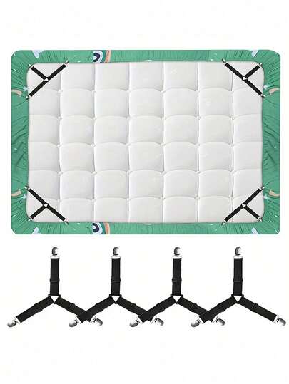 SHEIN 4pcs Adjustable Bed Sheet Fasteners, Triangular Bed Sheet Clips, Blanket Anti-Slip Fixers, Suitable For Bedsheet, Sofa Covers