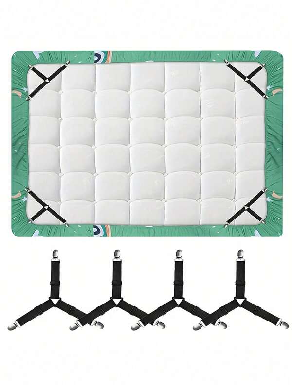 SHEIN 4pcs Adjustable Bed Sheet Fasteners, Triangular Bed Sheet Clips, Blanket Anti-Slip Fixers, Suitable For Bedsheet, Sofa Covers