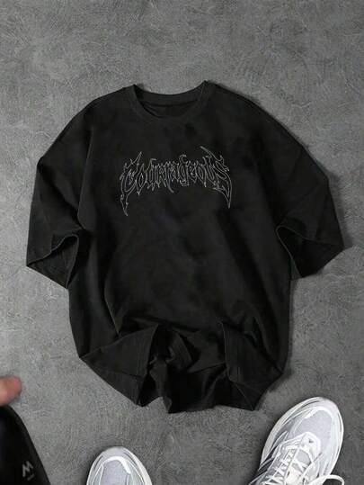 Manfinity Sport Corelite 舒适黑色常规版型万圣节短袖衬衫，透气运动上衣，活跃男士，男士运动服，黑色图案 T 恤，哥特 T 恤，勇敢 T 恤，黑色 T 恤，乐队 T 恤，哥特衬衫，勇敢 T 恤，黑色 T 恤，黑色 T 恤