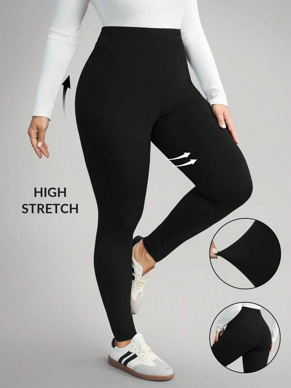 Comfylo Plus Size Women's Casual Solid Color Leggings, Versatile & Minimalist  Work/Office Gym Fall Women Clothes Fall Clothes Plus Size Fall Outfits For Women  Fall Outfits Women Chic,Fall Clothes For Women Stretch Leggings Plus Size Plus Size Yoga Pants Plus Size Leggings High Waisted Leggings Plus Size Plus Size Tights Going Out