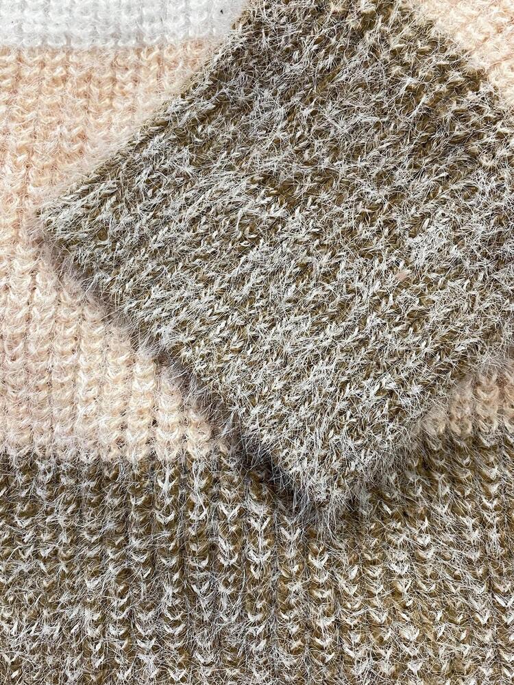 Plus Size Simple Striped Contrast Color Cardigan Color Block Cardigan Striped Cardigan Long Cardigan,Autumn/Winter,2025 New