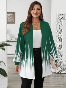 EMERY ROSE Áo khoác dáng rộng tay dài màu tương phản cỡ lớn cho nữ, dáng rộng, hở trước - Màu xanh lam - Xem 5