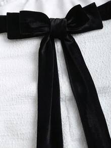 Sweetra Women's New Sexy Sweet Cute Fashion Versatile Black & White Contrast Bowknot Bandeau Sleeveless Mini Dress