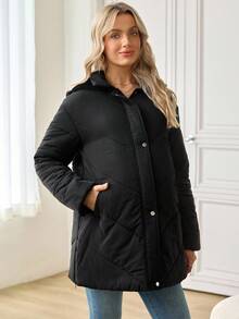 SHEIN 孕妇休闲纯色保暖三合一夹克，秋冬