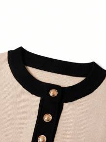 Ellevyn Women's Elegant Commuter Button Decor Short Knit Sweater Dress,Women's Winter Sweater, Winter Clothes