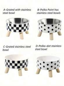 PETSIN 1-Piece Premium Stainless Steel And Plastic Pet Bowl - White Checkered Design - Suitable For Cats - Easy To Install, Super Easy To Clean, Durable - Let Your Beloved Pet Enjoy Fun And Stylish Mealtimes! - Multicolor - View 8