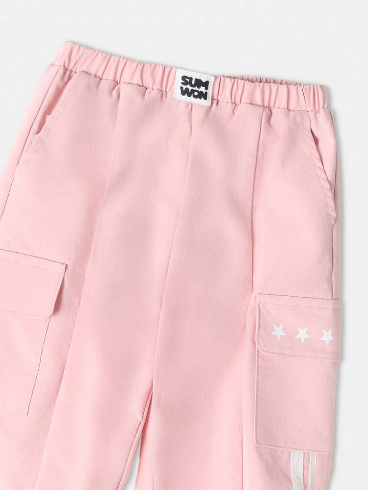 Ribbed T-Shirt With Star Detail And Cargo Pants