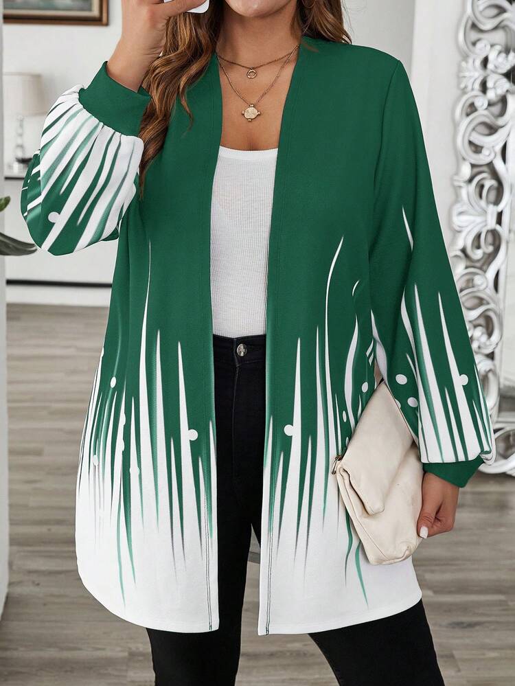 Plus Size Women Contrast Color Long Sleeve Open Front Casual Loose Jacket Fall Clothes For Women Wedding Guest Dress Elegant Winter Autumn