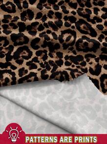 EMERY ROSE Mother's Day Casual Minimalist Holiday Music Festival Leopard Print Plus Size 2 Pieces Set, Suitable For Spring/Summer - Multicolor - View 3