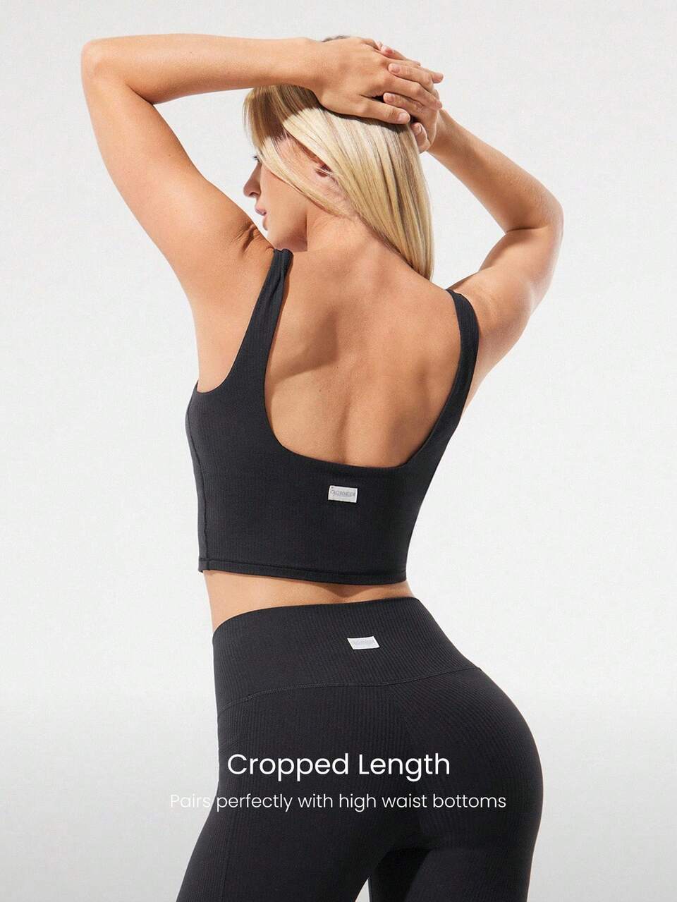 FeatherFit™ Ribbed Flex Soft Square Neck Sports Bra Low Impact Yoga Pilates Studio Daily Casual Wear Removable Cups  Spring Summer
