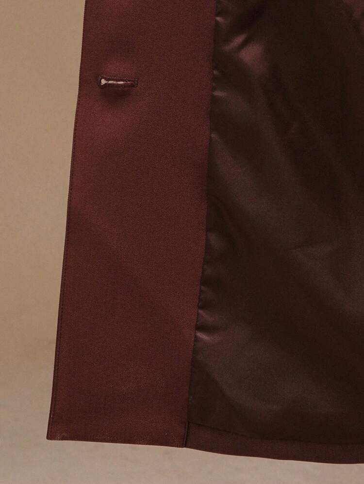 Office Lady Brown Elegant Suit Set, Long Sleeve Jacket And Mermaid Maxi Skirt, Autumn/Winter