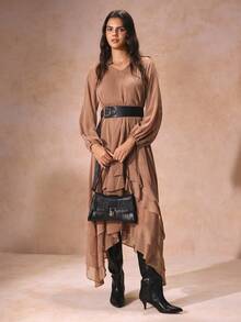 SHECARRY 时尚高端通勤黑色蛇皮单肩包 - 黑色 - 查看 3