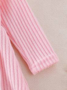 Souflis Souflis 女宝宝针织罗纹圆领长袖大蝴蝶结3D碎花连衣裙，甜美可爱儿童春秋装 - 粉色 - 查看 6