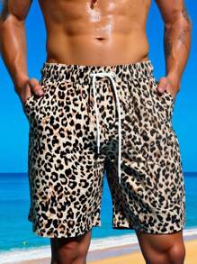 Surfspeed 男士豹纹休闲沙滩短裤 - 卡其色 - 查看 3