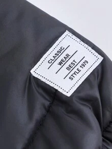 SHEIN Kleine Jungen Schwarzer Steppmantel in Mittellänge, warm, lässig, vielseitig, dicker Winterjacke