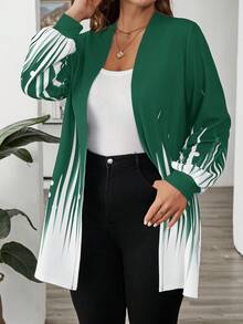 EMERY ROSE Áo khoác dáng rộng tay dài màu tương phản cỡ lớn cho nữ, dáng rộng, hở trước - Màu xanh lam - Xem 6